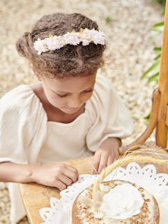 Fille-Couronne de fleurs nude et dorée fille