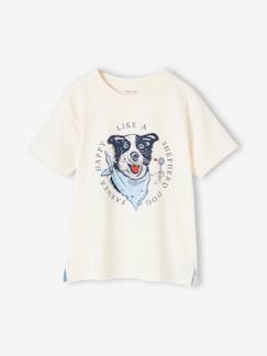 Junge-T-Shirt, Poloshirt, Unterziehpulli-Jungen T-Shirt mit Hundeprint Oeko-Tex