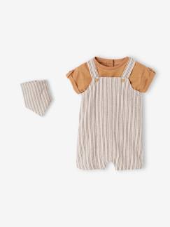 Baby-Baby-Set: Latz-Shorts, T-Shirt & Halstuch