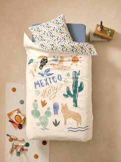 Linge de maison et décoration-Linge de lit enfant-Fourre de duvet-Parure housse de couette + taie d'oreiller MEXICO STORY, avec coton recyclé