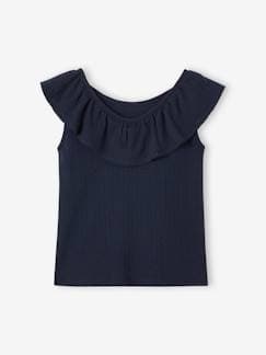 Fille-T-shirt, sous-pull-Débardeur volanté en maille pointelle fille