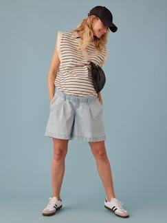 Short grossesse en jean effet paperbag