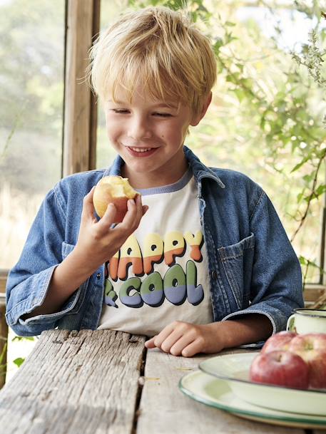 Jungen T-Shirt „Happy & cool“ Oeko-Tex sand 