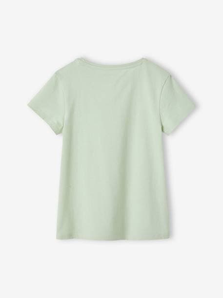 Lot de 3 T-shirts assortis fille détails irisés framboise+jaune pastel+lot camel+lot encre+marine+vert sauge 