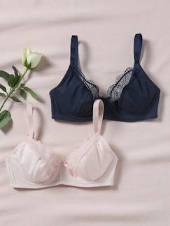 Vêtements de grossesse-Lingerie-Lot de 2 soutiens-gorge grossesse coton biologique et dentelle