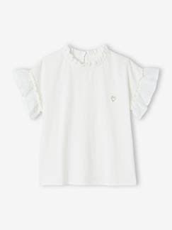 Mädchen-T-Shirt, Unterziehpulli-Mädchen Bluse mit Materialmix Oeko-Tex