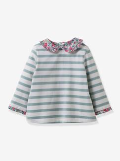 Baby-T-Shirt, Unterziehpulli-T-Shirt-Baby Ringelshirt mit Liberty-Details CYRILLUS, Bio-Baumwolle