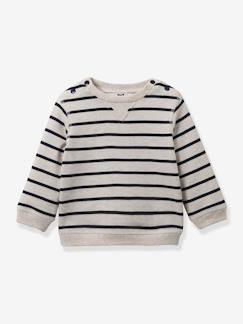 Bébé-Pull, gilet, sweat-Sweat-Sweat rayé en coton bio CYRILLUS