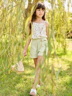 Fille-Short-Short en gaze de coton style "paperbag" fille