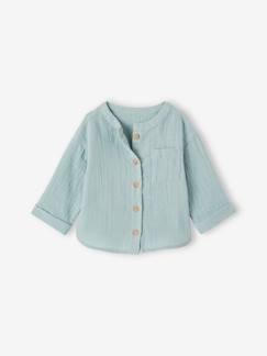 Bébé-Chemise, blouse-Chemise col mao bébé en gaze de coton personnalisable