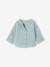 Chemise col mao bébé en gaze de coton personnalisable bleu grisé+caramel+écru+vert foncé 