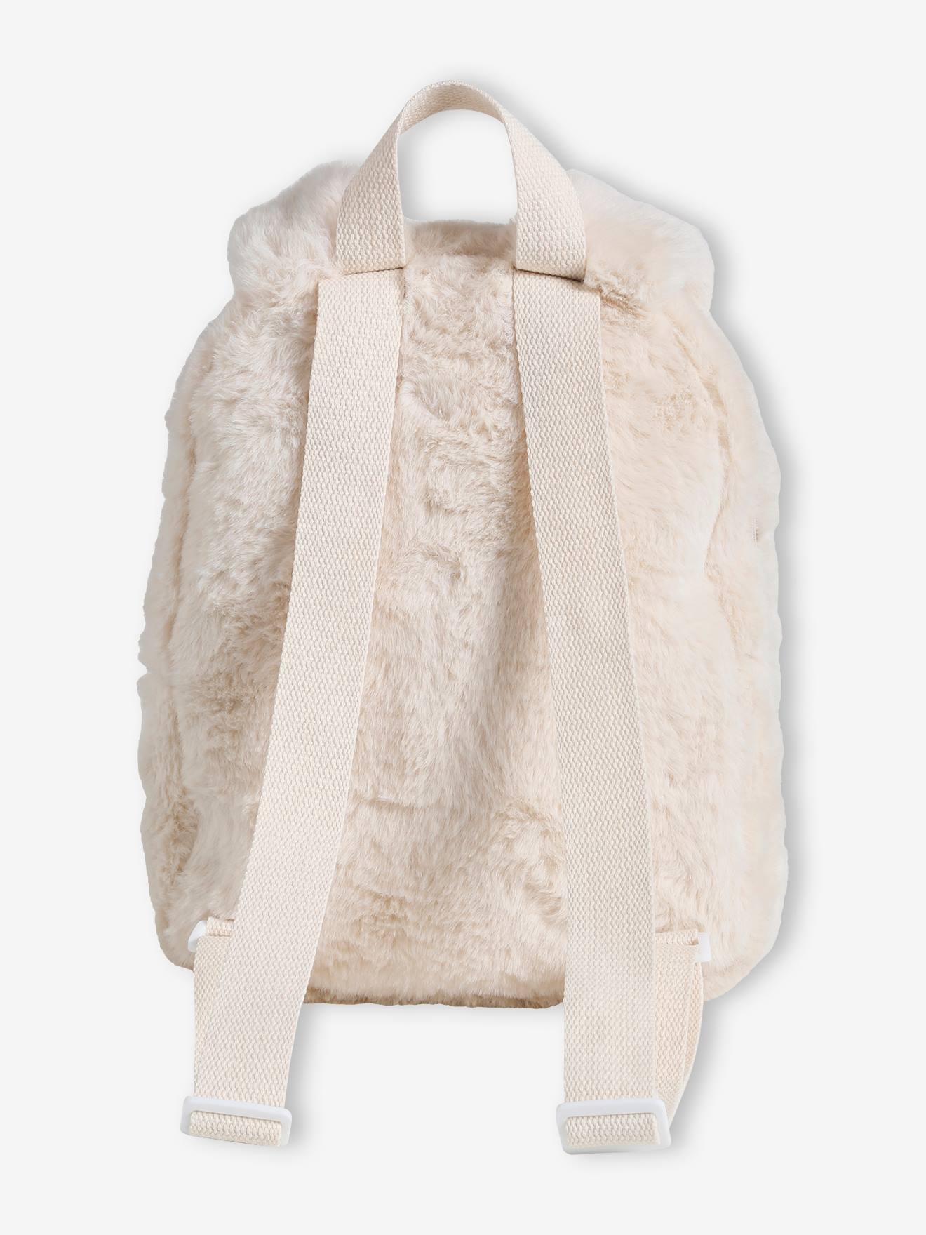 Sac a dos maternelle Lapinou en fausse fourrure ecru Bebe