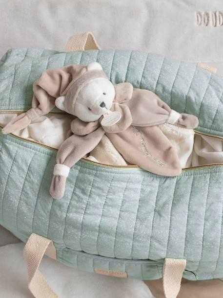 Schmusetuch mit Bärenkopf Collector 24 cm DOUDOU ET COMPAGNIE blau+rosa+taupe 