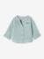 Chemise col mao bébé en gaze de coton personnalisable bleu grisé+caramel+écru+vert foncé 