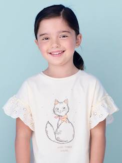 Mädchen-T-Shirt, Unterziehpulli-Mädchen T-Shirt mit Volantärmeln, Bio-Baumwolle
