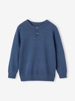 Junge-Jungen Pullover mit Rundhals und Knopfleiste Oeko-Tex