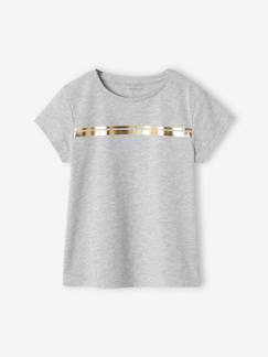 Fille-Vêtements de sport-T-shirt de sport Basics fille rayures irisées placées