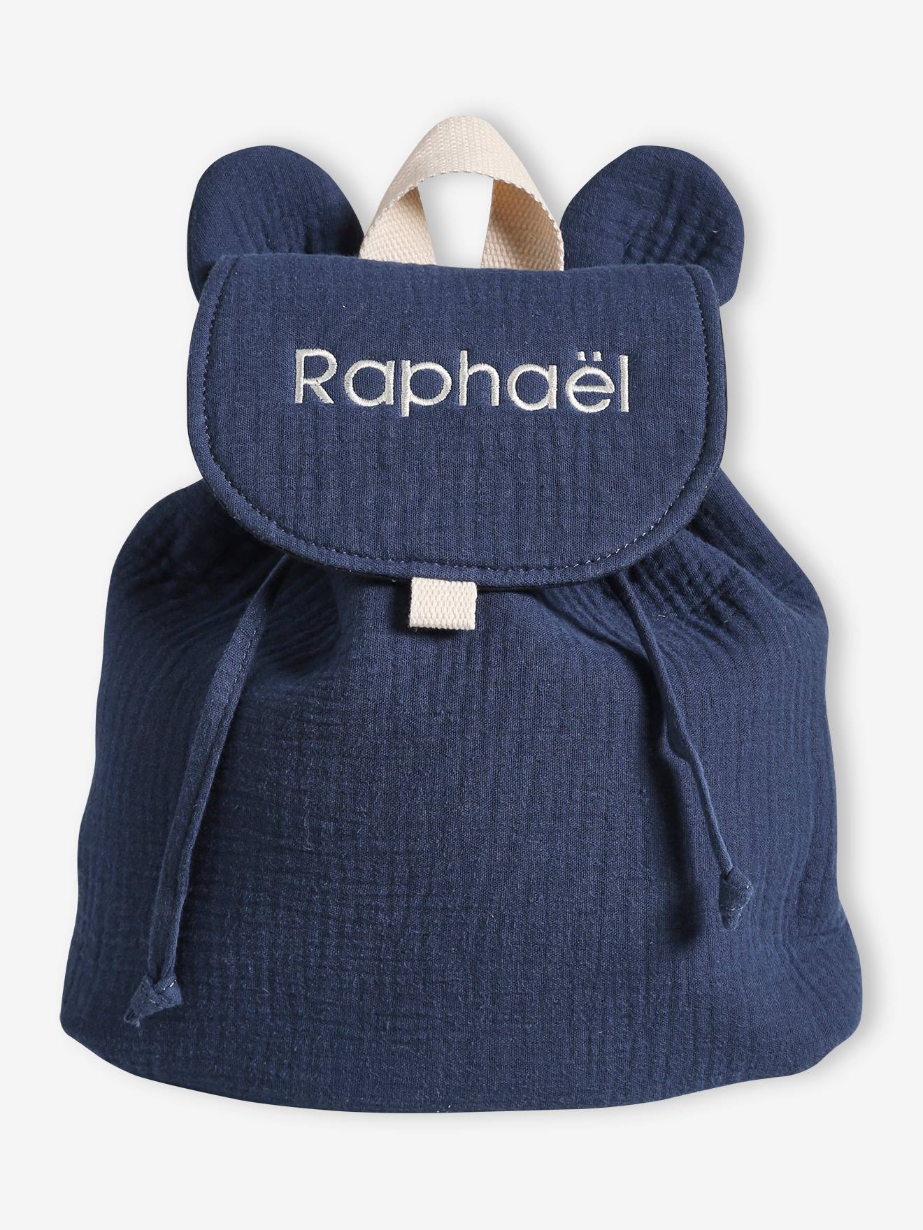 Sac à dos personnalisable en gaze de coton animation oreilles bleu nuit