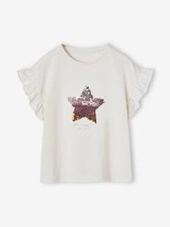 Fille-T-shirt, sous-pull-T-shirt-T-shirt réversible sequins fille