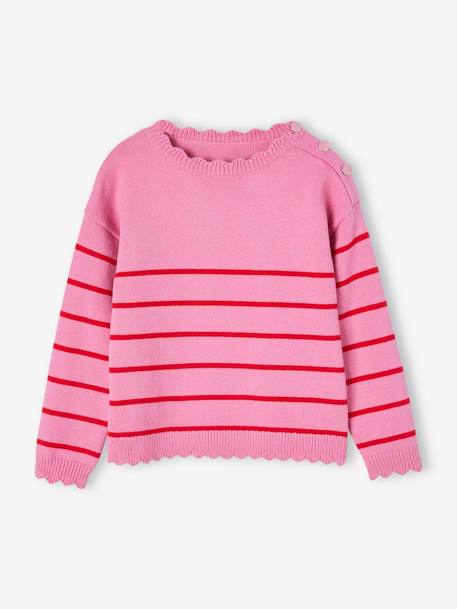 Pull marinière fantaisie fille marine+moutarde+rayé marine+vieux rose 