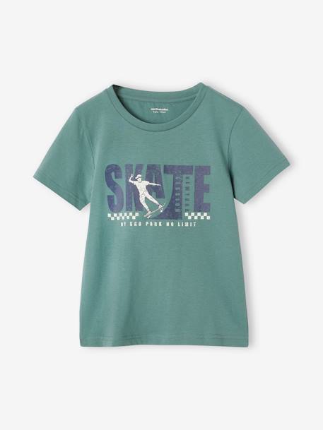 Jungen T-Shirt Basic mit Print vorn anthrazit+aqua 