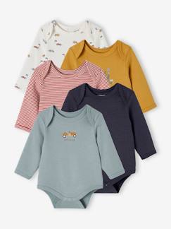 Baby-Body-5er-Pack Baby Langarm-Bodys in Schlupfform mit Autos, Bio-Baumwolle