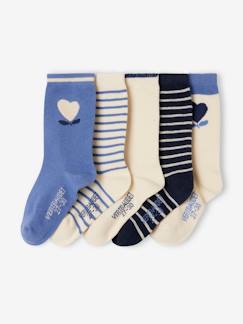 Fille-Sous-vêtement-Lot 5 paires de chaussettes coeur fille