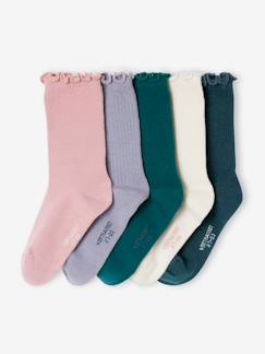 Mädchen-5er-Pack gerippte Mädchen Socken