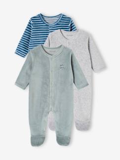 Baby-Strampler, Pyjama, Overall-3er-Pack Baby Samt-Strampler BASIC