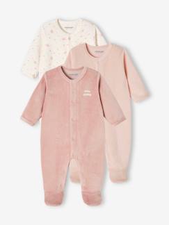 Baby-Strampler, Pyjama, Overall-3er-Pack Baby Samt-Strampler BASIC