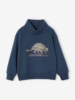 Junge-Pullover, Strickjacke, Sweatshirt-Sweatshirt-Jungen Sweatshirt mit Schalkragen und Print, Recycling-Polyester