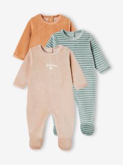 Baby-Strampler, Pyjama, Overall-3er-Pack Baby Samt-Strampler BASIC Oeko-Tex