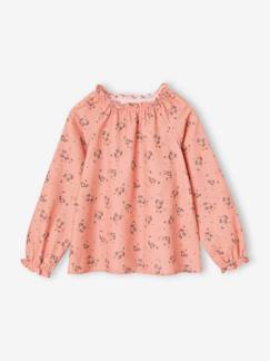 Fille-Chemise, blouse, tunique-Blouse à fleurs en velours milleraies fille