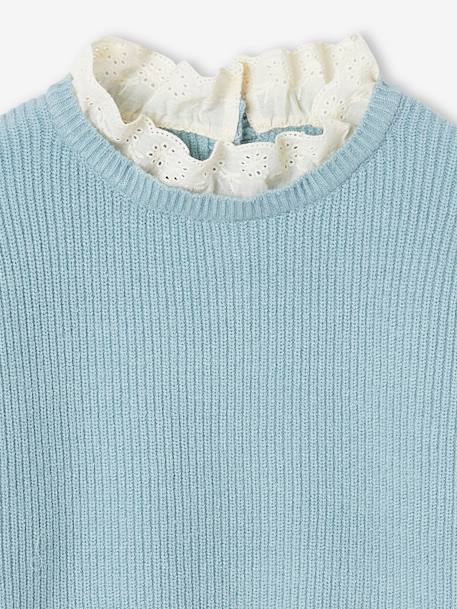 Weiter Mädchen Pullover mit Kragen bonbon rosa+himmelblau+puderbeige+rayé marine+rosa 