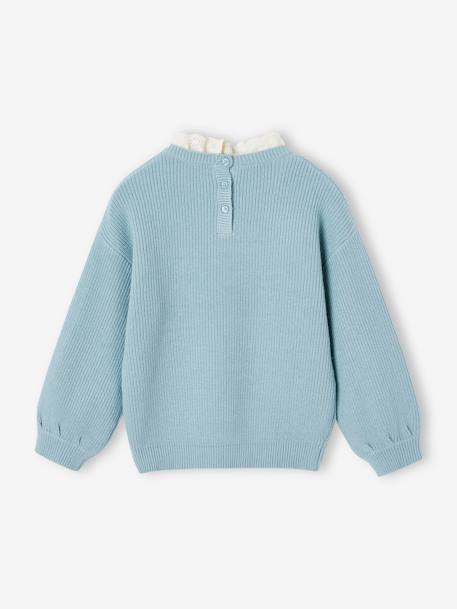 Weiter Mädchen Pullover mit Kragen bonbon rosa+himmelblau+puderbeige+rayé marine+rosa 