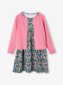 Fille-Robe-Ensemble fille cardigan et robe imprimée fleurs