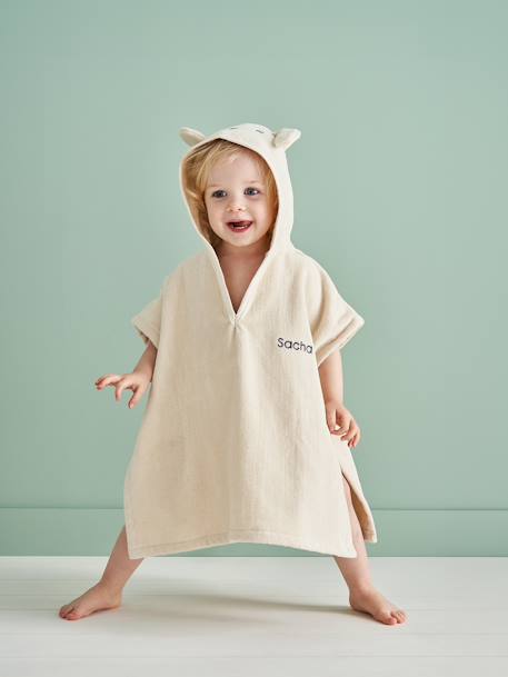 Baby Badeponcho TIERLIEBE, personalisierbar aprikose+beige+ocker 