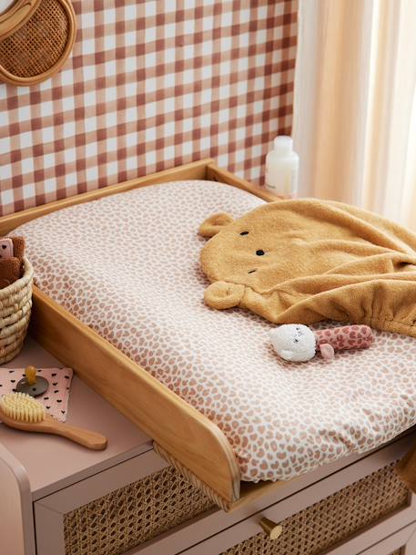 Lot de 2 housses de matelas à langer animaux en éponge bleu grisé+blush+noisette+noix de pécan 