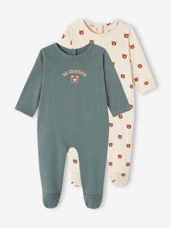 Baby-Strampler, Pyjama, Overall-2er-Pack Jungen Baby Strampler aus Sweatware mit Teddy Oeko-Tex