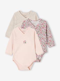 Baby-Body-Bio-Kollektion: 3er-Pack Baby Langarmbodys, Blumen