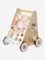 Chariot de marche avec freins en bois FSC® BLANC MOYEN UNI AVEC DECOR+bois+rose 