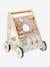 Chariot de marche avec freins en bois FSC® BLANC MOYEN UNI AVEC DECOR+bois+rose 