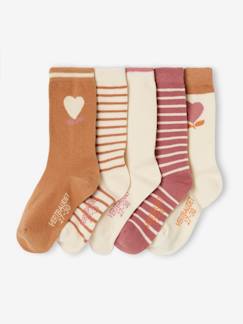 Fille-Sous-vêtement-Lot 5 paires de chaussettes coeur fille