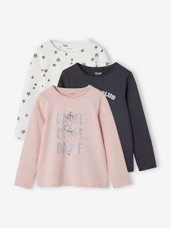 Fille-T-shirt, sous-pull-T-shirt-Lot de 3 tee-shirts fille manches longues