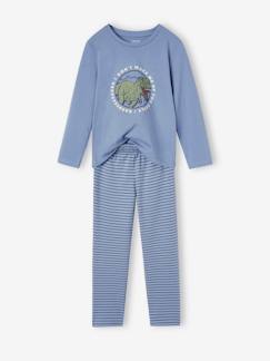 Junge-Pyjama, Overall-Jungen Dino-Schlafanzug aus Baumwolljersey BASIC