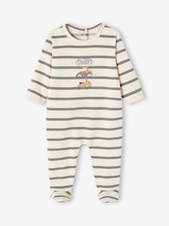 Baby-Strampler, Pyjama, Overall-Jungen Baby Strampler mit Streifen und Autos Oeko-Tex