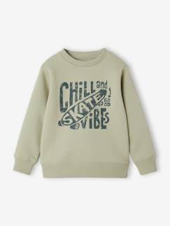 Junge-Jungen Sweatshirt mit Print, Recycling-Polyester Basic