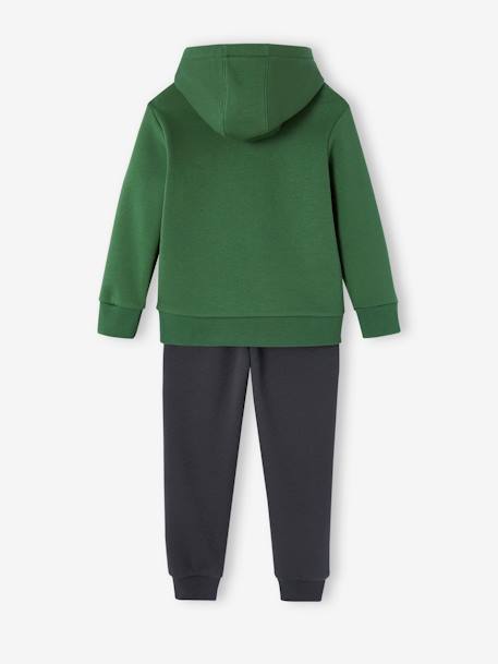 Ensemble sport garçon sweat à capuche et jogging bleu grisé+noix de pécan+vert 