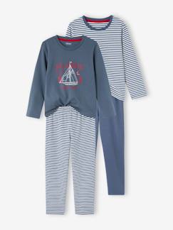 Junge-Pyjama, Overall-2er-Pack Jungen Schlafanzüge mit Boot, Jersey