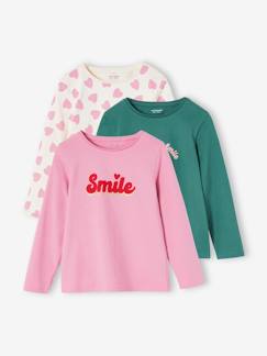 Fille-T-shirt, sous-pull-T-shirt-Lot de 3 t-shirts fille manches longues